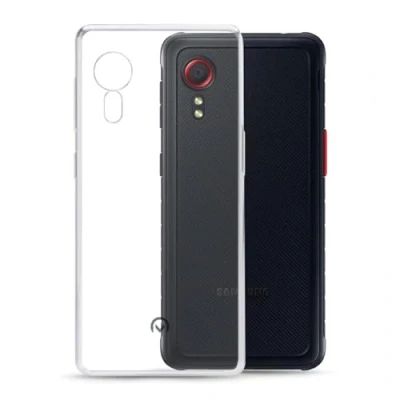 Abbildung von TPU Hülle kompatibel mit Samsung Galaxy Xcover 5 Transparent Clear Case Schutz Handy Tasche Silikon mungoo Displayputztuch