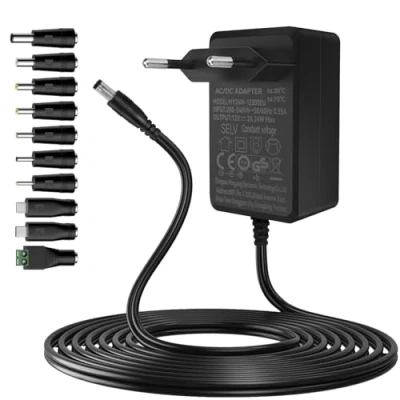 Abbildung von Gonew21 12V Netzteil 2A AC Adapter 200 240V 50 60HZ, 24W, 10 Steckernetzteil DC, 2 Meter langes Kabel, Universal 12V, AC/DC Adapter, CCTV Kamera, LED Streifen, Router