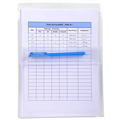 Abbildung von Exacompta 56300E Schutzhüllen(Packung mit 2 Stück selbstklebend, Zusatztasche, Qualitäts PVC 200µ, DIN A4) kristall