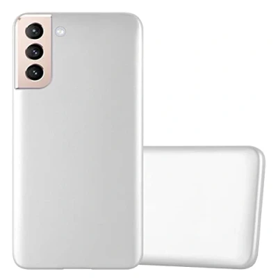 Abbildung von Cadorabo Hülle kompatibel mit Samsung Galaxy S22 Schutzhülle TPU Silikon Case Metallic Design Slim Kratzfest Weiche Gummi Rundumschutz für in Silber