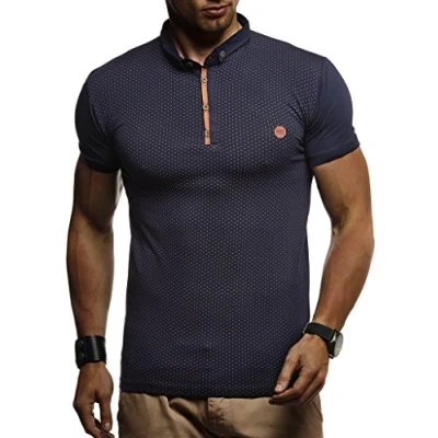 Abbildung von Leif Nelson Sommer Kragen Casual Kurzarm Stretch Poloshirt, Herren, Größe: Medium, Dunkel blau