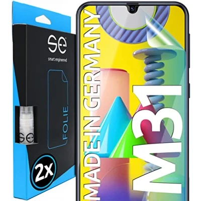 Abbildung von s.e Schutzfolie für Samsung Galaxy M31, 2 Stück, Full Screen, Positionierhilfe, M31 Schutzfolie, transparente Displayfolie, funktionierende Alternative zu Schutzglas, Schutzglasfolie