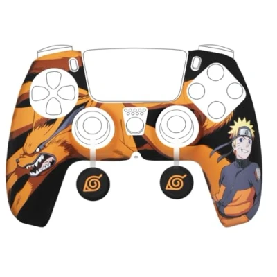 Abbildung von Konix Naruto Shippuden Schutzhülle für DualSense PS5 Controller Silikon Daumenstützen Kurama/Kyûbi und Motiv Schwarz
