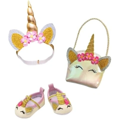 Abbildung von Einhorn Puppen Set klein, Glitzer, 30 34 cm