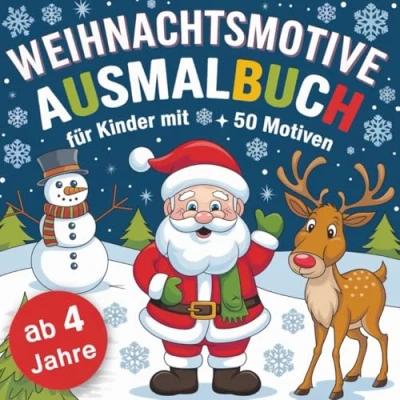 Abbildung von Weihnachtsmotive Ausmalbuch für Kinder ab 4 Jahren mit 50 Motiven