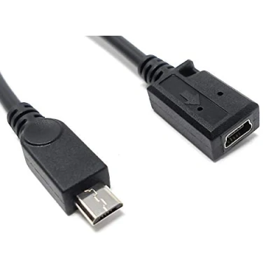 Abbildung von System S USB 2.0 Kabel 15cm Micro B Stecker auf Mini Buchse in Schwarz