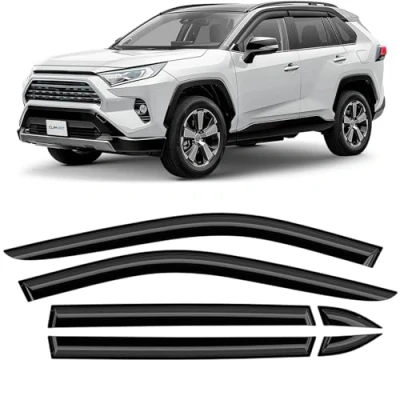 Abbildung von CLIM ART Windabweiser für/kompatible mit Toyota RAV4 2019 2024 SUV. Autofenster Regenschutz, Regenabweiser, Anklebbare Deflektoren, 6 Stück