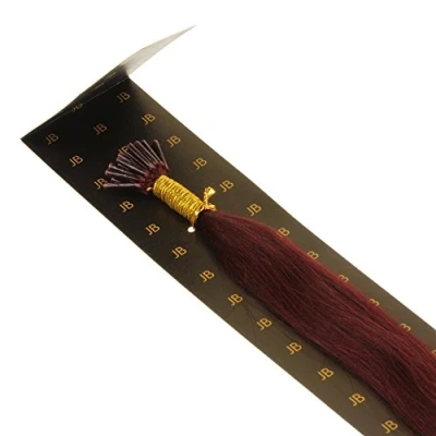 Abbildung von hair2heart 100 x Microring I Tip Extensions aus Echthaar, 60cm, 1g Strähnen, glatt Farbe 99j burgundy