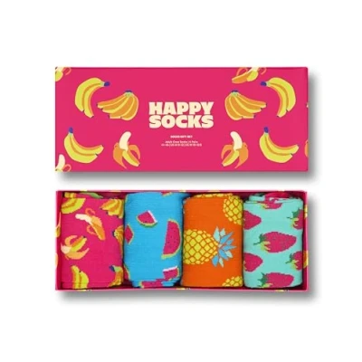 Abbildung von Happy Socks 4 Pack Banana Box, farbenfrohe und fröhliche, Socken für Männer Frauen, Größe 41 46