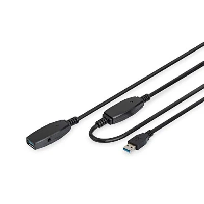 Abbildung von DIGITUS Aktives USB 3.0 Verlängerungskabel Repeaterkabel A Stecker auf Buchse 10m 5 Gbit/s Plug &amp; Play Hotswap LED Funktionsanzeige schwarz