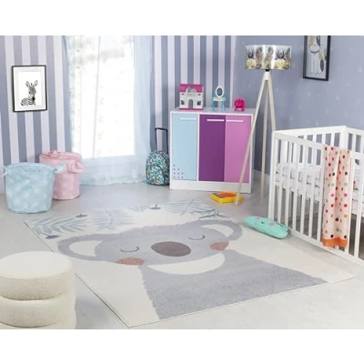 Abbildung von Surya Koala Kinderteppich Cartoon Teppich Kinderzimmer oder Babyzimmer, Kinderzimmerteppich, Krabbelteppich Spielteppich Baby für Jungen &amp; Mädchen, Beige und Elfenbein 120x170cm