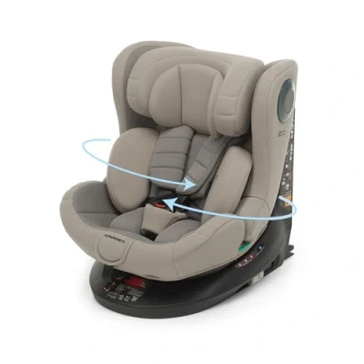 Abbildung von Foppapedretti FP360 Quick i Size 360 drehbarer Sitz für Kinder von 40 bis 150 cm Körpergröße 0 12 Jahre ECE R129 konform Dualfix Befestigung (Isofix und Non) Safe Body Protection, Desert
