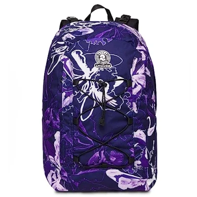 Abbildung von Zaino INVICTA TWIST Reversible 2 Zaini in 1, ESSENTIAL FLOWER, Nero Tasche Porta Borraccia, Elastici Anteriori Scuola, Università, Viaggio Tessuto 100 % Eco GRS