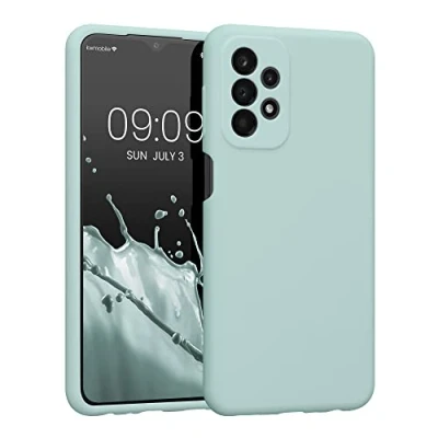 Abbildung von kwmobile Handyhülle kompatibel mit Samsung Galaxy A23 4G / 5G Hülle gummierte Handy Case aus Silikon in Cool Mint