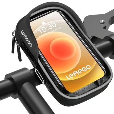 Abbildung von LEMEGO Handyhalterung Fahrrad Wasserdicht Lenkertasche Fahrradtasche Handyhalter 360Drehbarem Fahrradhalterung Handy Lenker Halterung Fahrradlenker Tasche Rahmentasche für Smartphone bis zu 6.8 Zoll