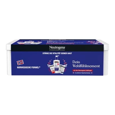 Abbildung von Neutrogena Norwegische Formel Geschenkset: Deep Moisture Sofort einziehende Bodylotion (400ml), Handcreme konzentriert unparfümiert (50ml) &amp; Lippenpflegestift bei trockenen, rissigen Lippen (4,8g)
