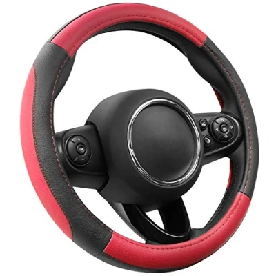 Abbildung von COFIT Anti Rutsch Lenkradhülle Lenkrad Abdeckung Atmungsaktiv Lenkradbezug aus Mikrofaser Leder S 35.5 36cm Rot and Schwarz