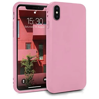 Abbildung von MyGadget Hülle kompatibel mit iPhone XS Max robuste Handyhülle TPU Case Slim Silikonhülle Back Cover Kratzfest Schutzhülle matt Rosa