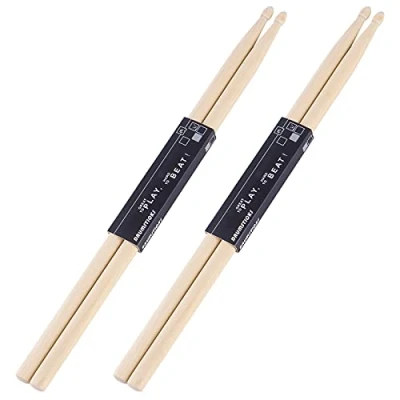 Abbildung von Aopoy 2 Paar Drumsticks 5A, klassische Ahornholz Trommelstöcke mit Holzspitze, für Erwachsene, Kinder und Anfänger