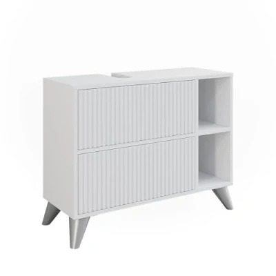 Abbildung von Vicco Waschbeckenunterschrank Leano, Weiß, 80 x 62 cm mit 2 Schubladen