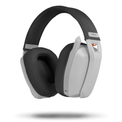 Abbildung von KROM Kanji Kabelloses Headset, Bluetooth 5.3, 2,4 GHz oder USB Anschluss, 40 mm Lautsprecher, integrierter Lautstärkeregler und Mikrofon, Verstellbarer Leichter Kopfbügel, weiß