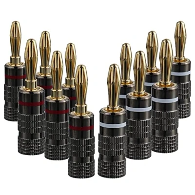 Abbildung von SIGANDG 6 Paare / 12 Stück Bananenstecker 4mm 24K Vergoldete Lautsprecherstecker für Lautsprecherkabel, Heimkino, Audio/Video Receiver und Verstärker (Laternenform)