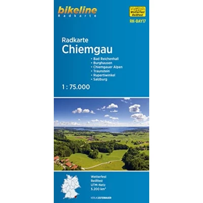 Abbildung von Radkarte Chiemgau (RK BAY17): Bad Reichenhall Burghausen Chiemgauer Alpen Traunstein Rupertiwinkel Salzburg, 1:75.000, wetterfest/reißfest, GPS tauglich mit UTM Netz (Bikeline Radkarte)