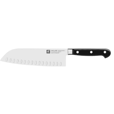 Abbildung von ZWILLING Professional S Santokumesser, Klingenlänge: 18 cm, Großes Klingenblatt, Rostfreier Spezialstahl/Kunststoff Griff mit Nieten, Schwarz [Made in Germany]