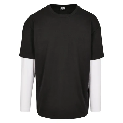 Abbildung von Urban Classics Oversized Shaped Double Layer TEE Langarmshirt, Herren, Größe: Large, Black/white