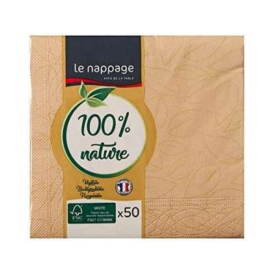 Abbildung von LE NAPPAGE ARTS DE LA TABLE Napage 50 Servietten aus Watte 25 x 24 cm, 3 lagig, Beige FSC Zellulose, 48724110G