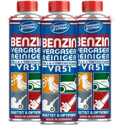 Abbildung von SYPRIN Original Vergaserreiniger VR51 für 2 Takt 4 Benzin Motoren geeignet Auto und Motorrad I Additiv zur Vergaser Reinigung 3X