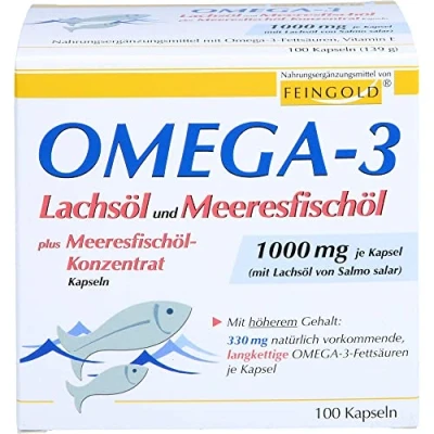 Abbildung von Omega 3 Lachsöl und Meeresfischöl Kapseln