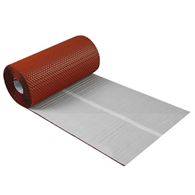 Abbildung von Kaminanschlussband 3D Strukturiertes Aluminium 300 mm x 5 m, 7 Farben Wandanschlussband Dach Kamin Wand Schornstein (Ziegelrot)