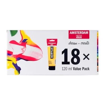 Abbildung von Talens Acrylfarbe Amsterdam Acryl Standard Series Vorteilspackung, 18 x 120 ml
