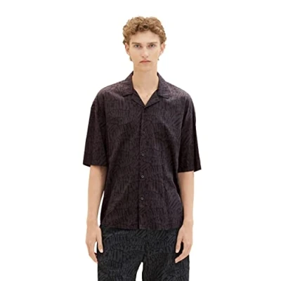Abbildung von TOM Tailor Denim Kurzarm Hemd, Herren, Größe: XXL, Black bubble wording print