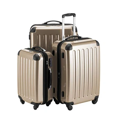 Abbildung von HAUPTSTADTKOFFER Alex 3er Kofferset, Trolley Set, Rollkoffer, Reisekoffer, (S, M &amp; L), Champagner