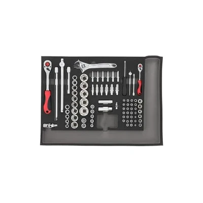 Abbildung von GEDORE red Steckschlüssel Satz 1/4&#039; + 1/2&#039; und Zubehör im 3/3 Schaumstoffmodul, 84 teilig