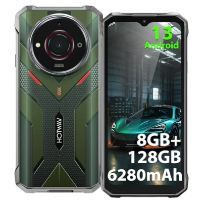 Abbildung von HOTWAV T7S Outdoor Smartphone, 6280mAh 8GB/128GB/1TB Erweiterbar 6.52&quot; HD+ Display Handy Ohne Vertrag Günstige, Android 13 21MP+8MP Kamera Dual SIM 4G LET Smartphone Face ID/GPS/IP68/ IP69K