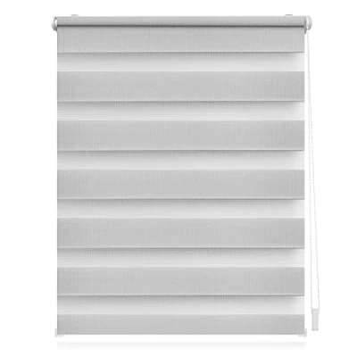 Abbildung von Lichtblick Doppelrollo Klemmfix ohne Bohren, Streifen, Blickdicht, Klemmträger Montage, Sichtschutz, Wandmongtage, Deckenmontage, für Fenster und Türen Grau,60 cm X 220 (B L)