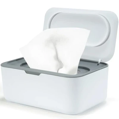 Abbildung von Feuchttücher Box für Baby, Feuchttuchbox Feuchtes Toilettenpapier, Feuchte Tücherbox Grau Aufbewahrungsbox mit Deckel Hält Die Tücher, Feuchtpapierbox Zuhause und Büro