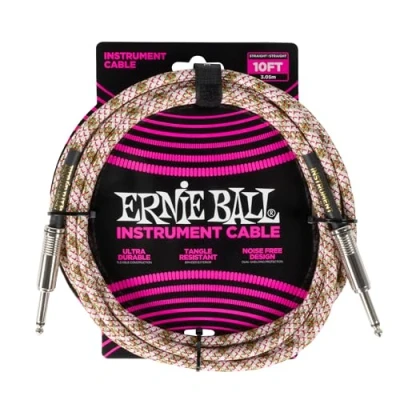 Abbildung von Ernie Ball Geflochtenes Gitarrenkabel, Gerade/Gerade, 3 m Emerald Argyle