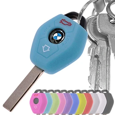Abbildung von Auto Schlüssel Hülle Silikon Schutz Cover Fluoreszierend Blau für BMW E46 E83 E52 E85 E86 E39 E61 E60 E53