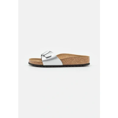 Abbildung von Birkenstock Madrid BF Narrow Pantolette flach, Damen, Größe: 38, Silver Schuhe