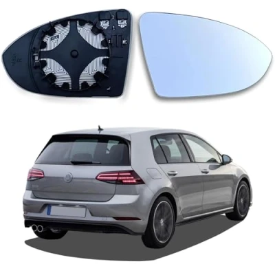 Abbildung von AUTOWNLUX Spiegelglas Golf 7 Rechts Beheizbar Asphärisch Passend Beifahrerseite Ersatzspiegelglas Außenspiegel Glas mit Trägerplatte