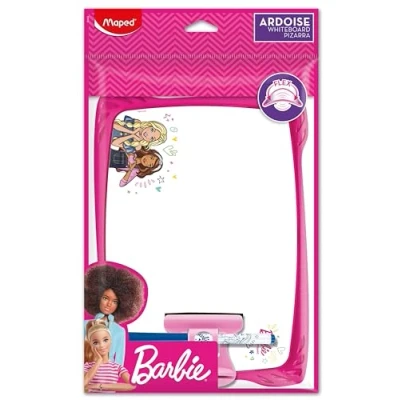 Abbildung von Maped Set aus Schiefertafel, weiß, Barbie weich, bruchsicher 1 löschbarer Schiefer + Zubehörhalter Bürste Filzstift doppelseitig