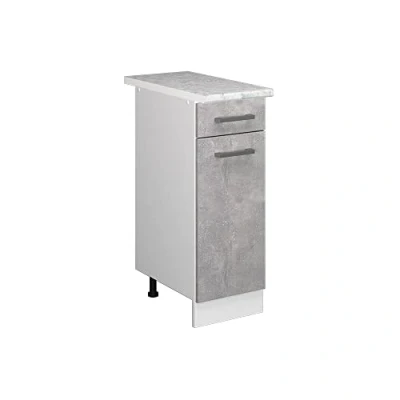 Abbildung von Vicco Küchenunterschrank R Line, Beton/Weiß, 30 cm, AP Marmor