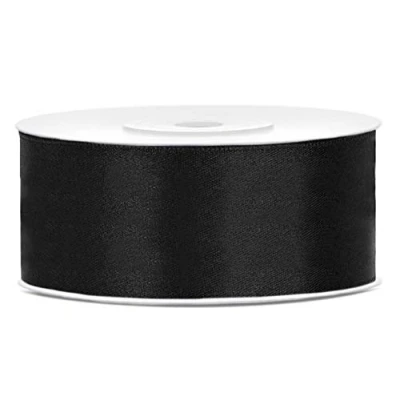 Abbildung von 25 Meter Satinband Schwarz 38mm Schwarzes Schleifenband Satin Dekoband Geschenkband Deko Band Trauer Hochzeit