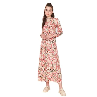 Abbildung von Trendyol Damen Woman Midi Shift V ausschnitt Gestrickt Kleid, Multi color, L EU