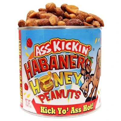 Abbildung von ASS KICKIN&#039; Habanero Honey Spicy Hot Peanuts 12 Unzen Ultimate Gourmet Gift Probieren Sie es aus, wenn sich trauen!