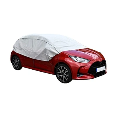 Abbildung von Auto Halbgarage für Winter Sommer Herbst kompatibel mit Hyundai i10 Autoabdeckung Kleinwagen grau Aussen und Ihnnen Bereich